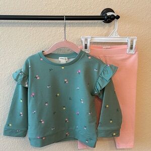 Crewcuts Green Floral Kids Sweatshirt & Leggings